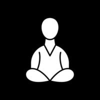 meditación glifo invertido icono vector