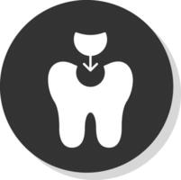 diente relleno glifo gris circulo icono vector