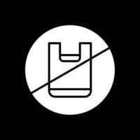 No Plastic Bag Glyph Inverted Icon vector