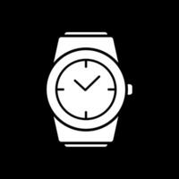 elegante reloj glifo invertido icono vector