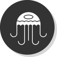 Jellyfish Glyph Grey Circle Icon vector