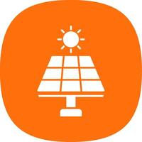 solar panel glifo curva icono vector