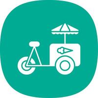 Ice Cream Cart Glyph Curve Icon vector