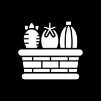 Vegetable Basket Glyph Inverted Icon vector