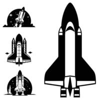 Futuristic Spacecraft Silhouettes Explore the Cosmos in Style vector