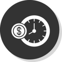 hora es dinero glifo gris circulo icono vector