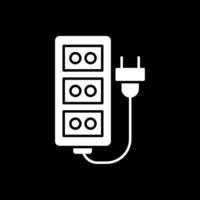 Extension Cord Glyph Inverted Icon vector