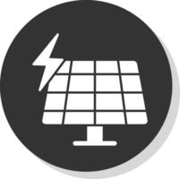 solar panel glifo gris circulo icono vector