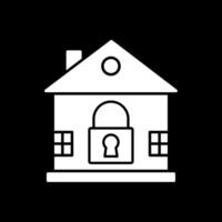 House Lock Glyph Inverted Icon vector