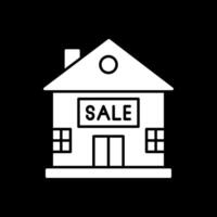 House for Sale Glyph Inverted Icon vector