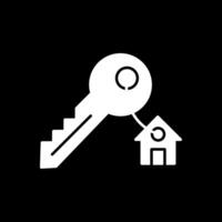 casa llave glifo invertido icono vector