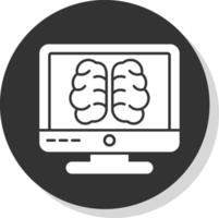 brain Glyph Grey Circle Icon vector