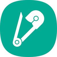 Safety Pin Glyph Curve Icon vector