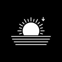 Sunset Glyph Inverted Icon vector