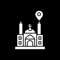 Mosque Location Glyph Inverted Icon vector