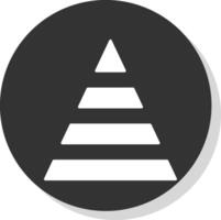 pirámide glifo gris circulo icono vector