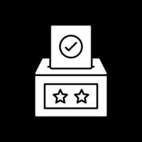 votación caja glifo invertido icono vector