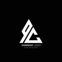 QC letter triangle shape logo vector