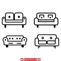 Modern Sofa Line Art Collection Sleek Furniture Designs for Contemporary Interior Spaces vector