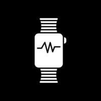 Fitness Watch Glyph Inverted Icon vector