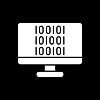 binario código glifo invertido icono vector