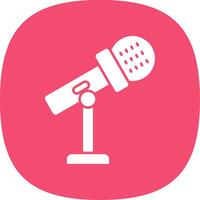 Stand Mic Glyph Curve Icon vector