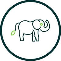 elefante línea circulo icono vector
