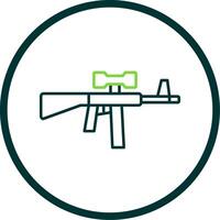 asalto rifle línea circulo icono vector