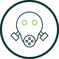 Gas Mask Line Circle Icon vector
