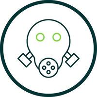 Gas Mask Line Circle Icon vector