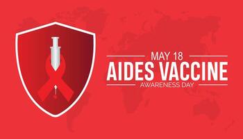 Aides Vaccine Awareness Day observed every year in May 18. Template for background, banner, card, poster with text inscription. vector