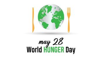 World Hunger Day observed every year in May 28. Template for background, banner, card, poster with text inscription. vector