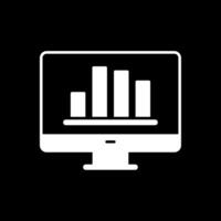 Online Bar Chart Glyph Inverted Icon vector