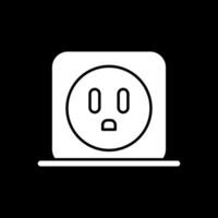 Power Socket Glyph Inverted Icon vector