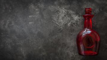 The red potion bottle of the Middle Ages, glass bottle. Generated by artificial intelligence. photo