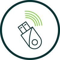 Usb Modem Line Circle Icon vector