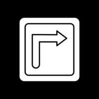 Turn Right Glyph Inverted Icon vector