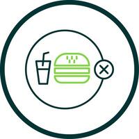 No Junk Food Line Circle Icon vector