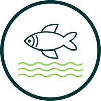 Fish Line Circle Icon vector