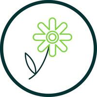 Chamomile Line Circle Icon vector