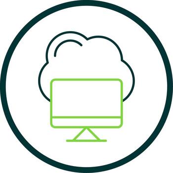 Cloud Computing Line Circle Icon vector