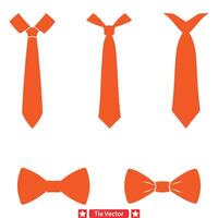 Men s Fashion Accessories Trendy Necktie Silhouette Pack vector