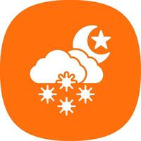 Night Snow Glyph Curve Icon vector