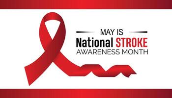 National Stroke awareness month observed every year in May. Template for background, banner, card, poster with text inscription. vector