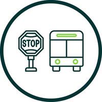 Bus Stop Line Circle Icon vector