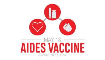 Aides Vaccine Awareness Day observed every year in May 18. Template for background, banner, card, poster with text inscription. vector