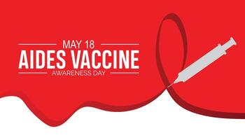 Aides Vaccine Awareness Day observed every year in May 18. Template for background, banner, card, poster with text inscription. vector