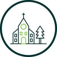 Church Line Circle Icon vector