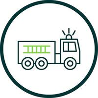 Fire Truck Line Circle Icon vector