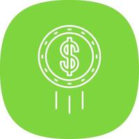 Dollar Coin Line Curve Icon vector